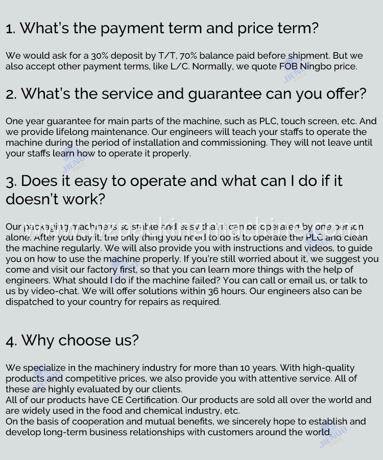 JIENUO FAQ